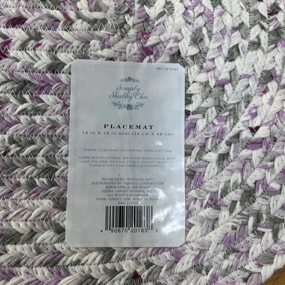 Simply Shabby Chic Placemats 5pc 14x19 Oval Pink New Vtg Braided Cotton